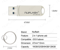 Flashdrive 3 in 1 Multi Functionele USB Stick voor iPhone, iPad, iPod -> 16 GB.